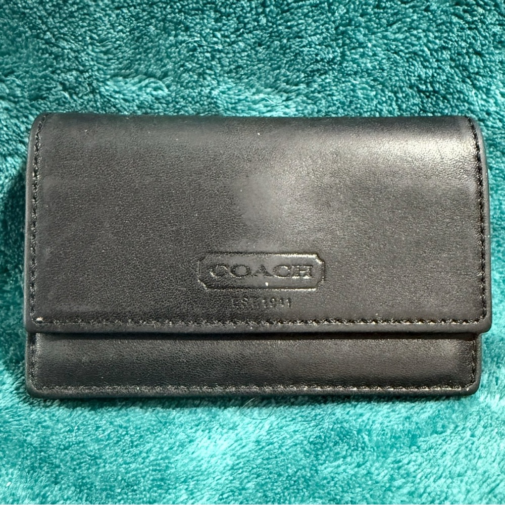 Vintage Coach Black Leather Credit Card Case.